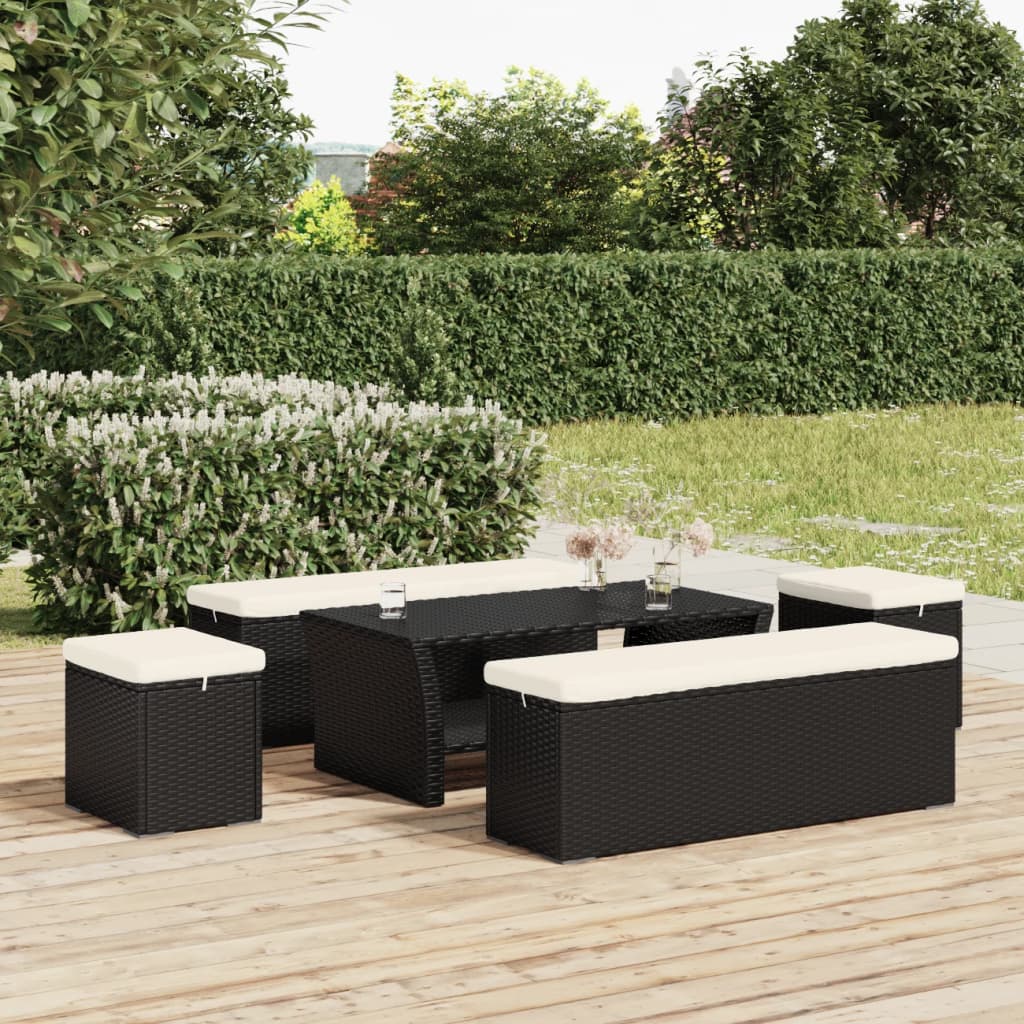 Hocker met kussen 110x30x40 cm poly rattan