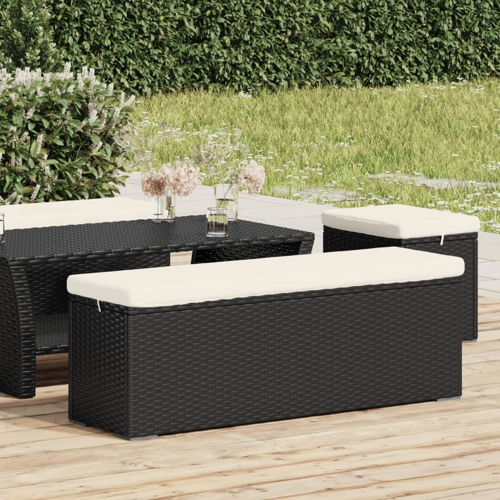 Hocker met kussen 110x30x40 cm poly rattan