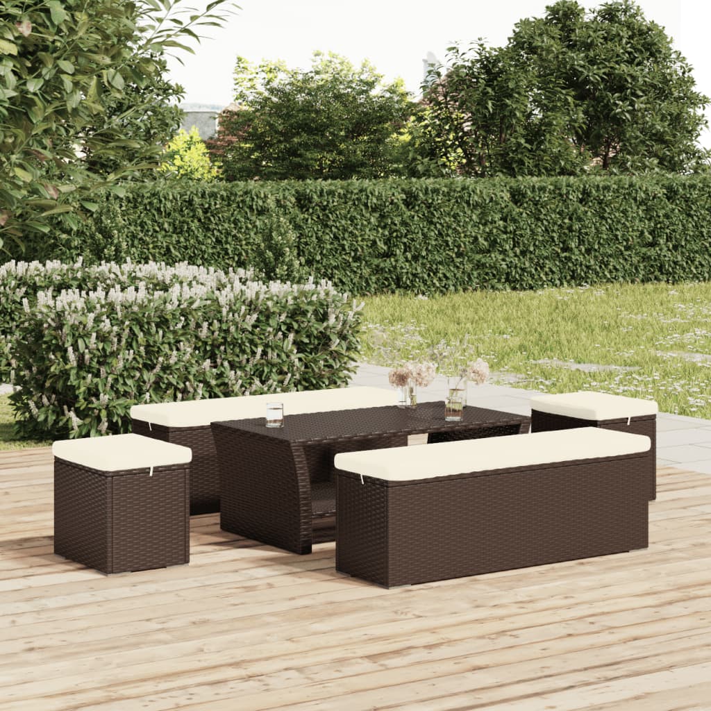 Hocker met kussen 110x30x40 cm poly rattan