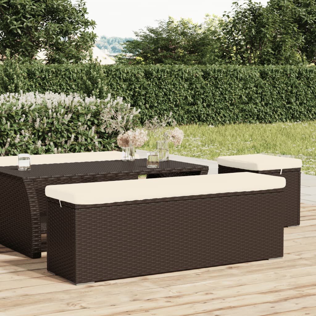 Hocker met kussen 110x30x40 cm poly rattan