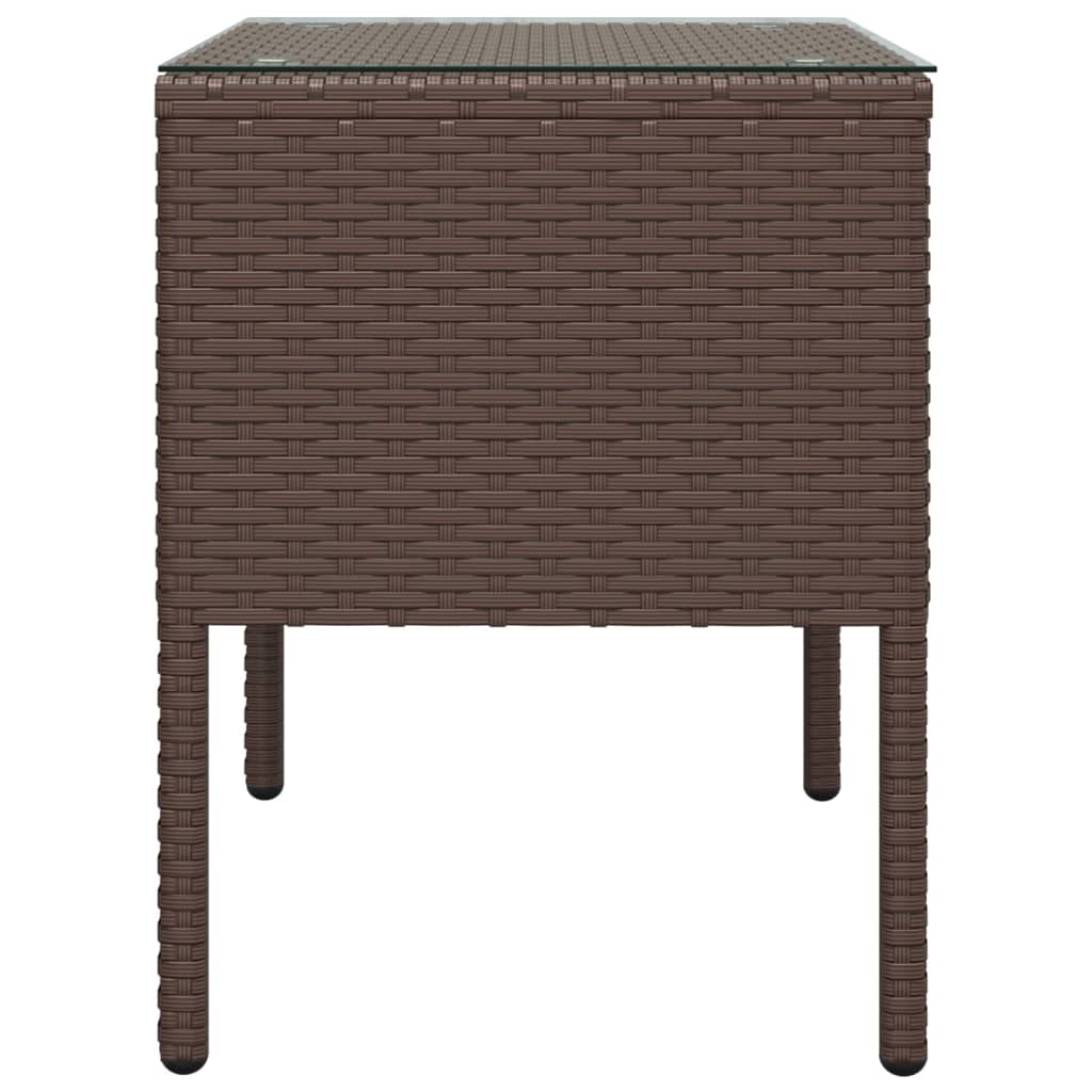 Bijzettafel 53x37x48 cm poly rattan en gehard glas