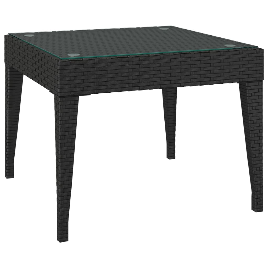 Bijzettafel 50x50x38 cm poly rattan en gehard glas