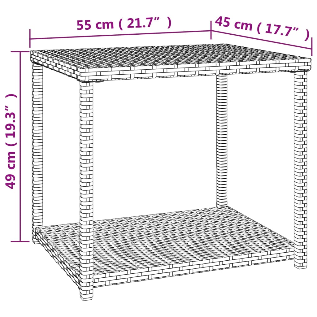 Bijzettafel 55x45x49 cm poly rattan