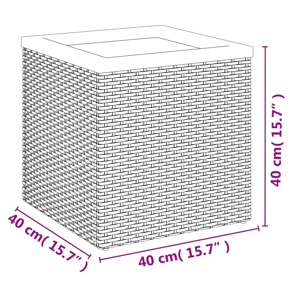 Plantenbak 40x40x80 cm poly rattan zwart