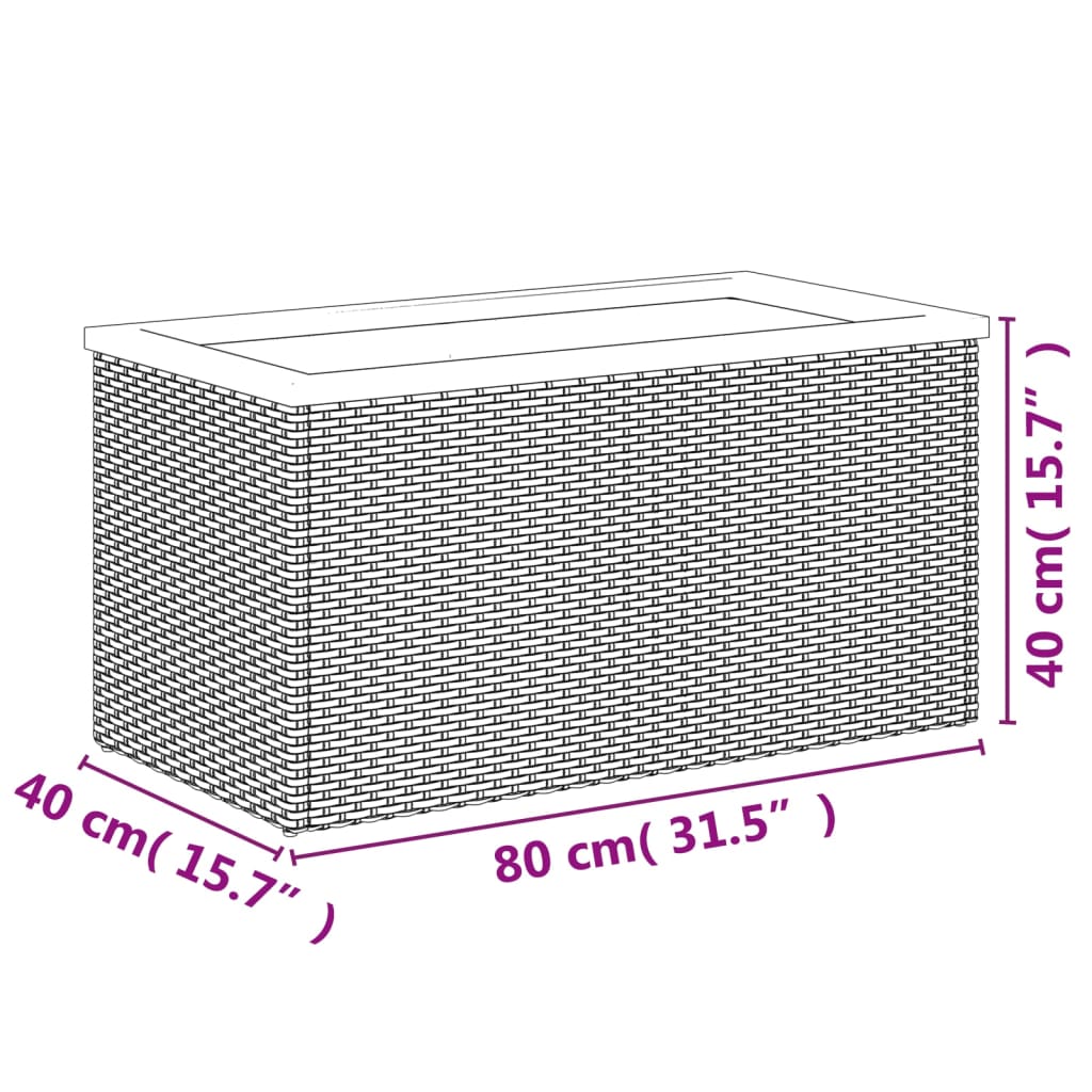 Plantenbak 40x40x80 cm poly rattan zwart