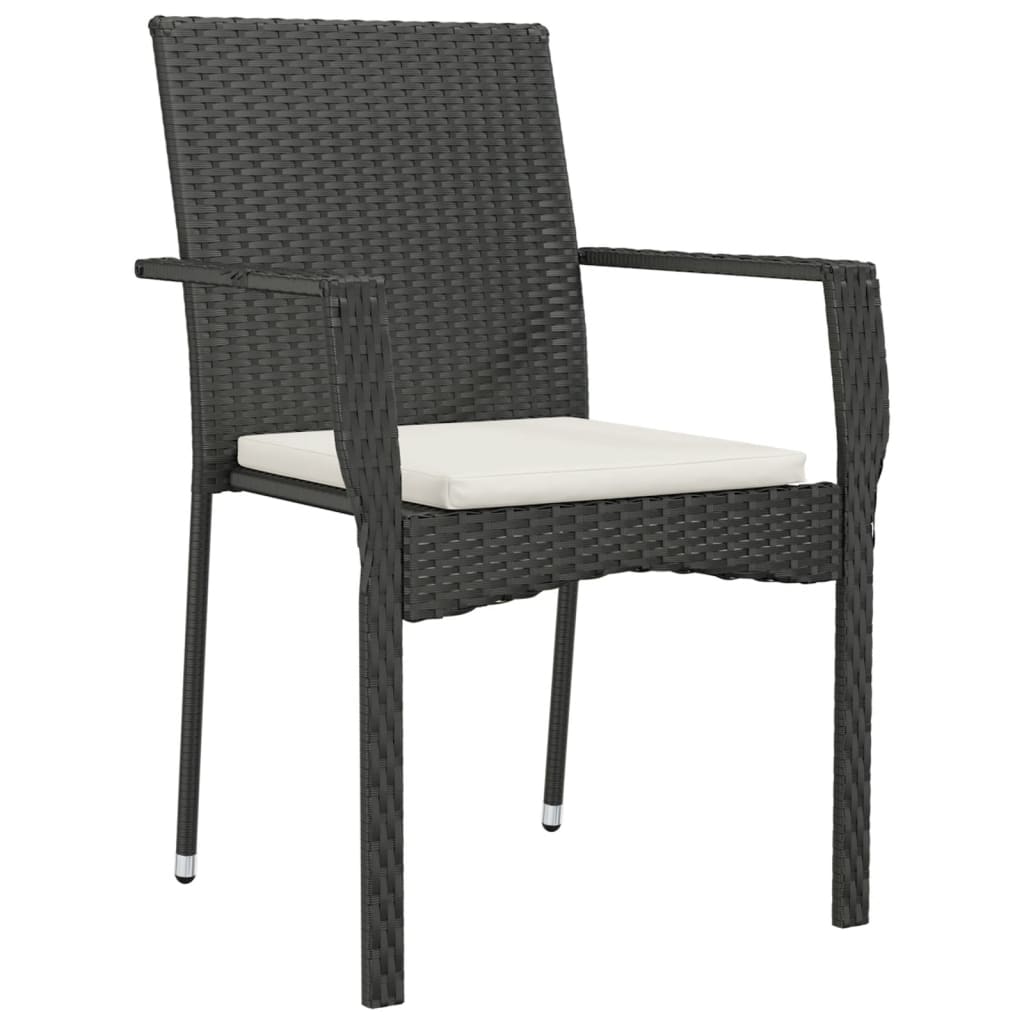 Tuinstoelen 4 st met kussens poly rattan