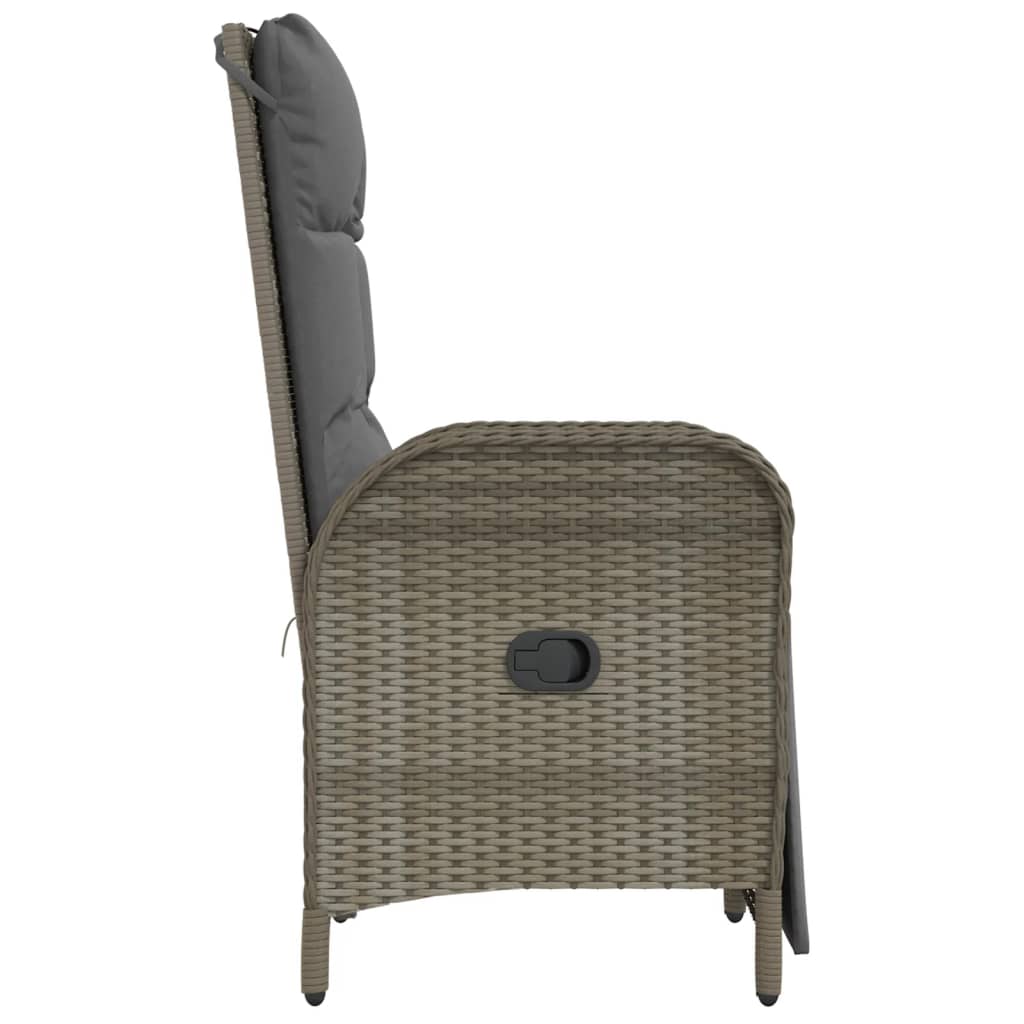 Tuinstoelen 2 st verstelbaar met kussens poly rattan