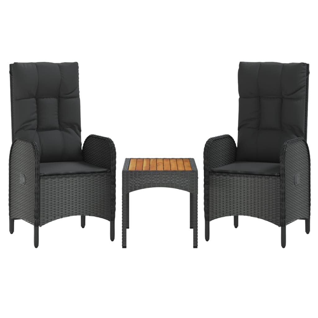 3-delige Loungeset met kussens poly rattan