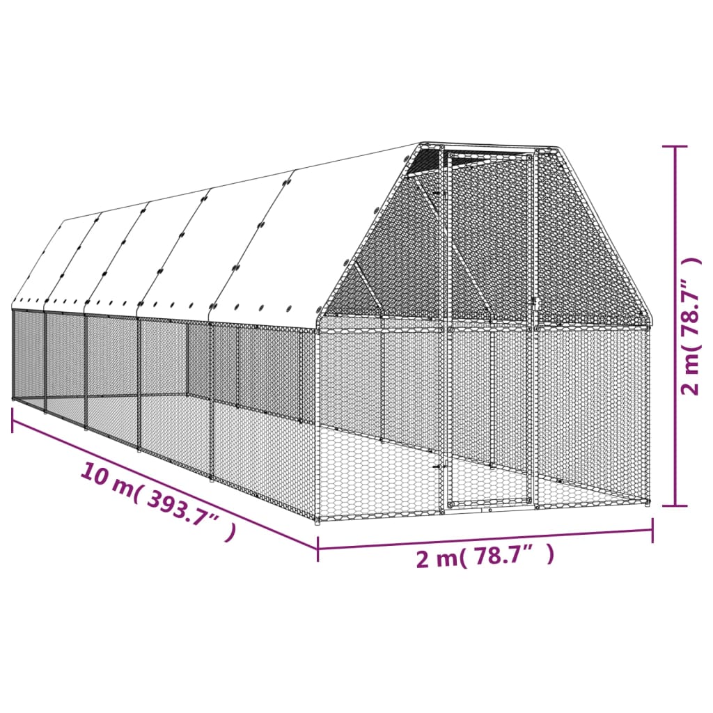 Buitenhok voor kippen 3x4x2 m gegalvaniseerd staal