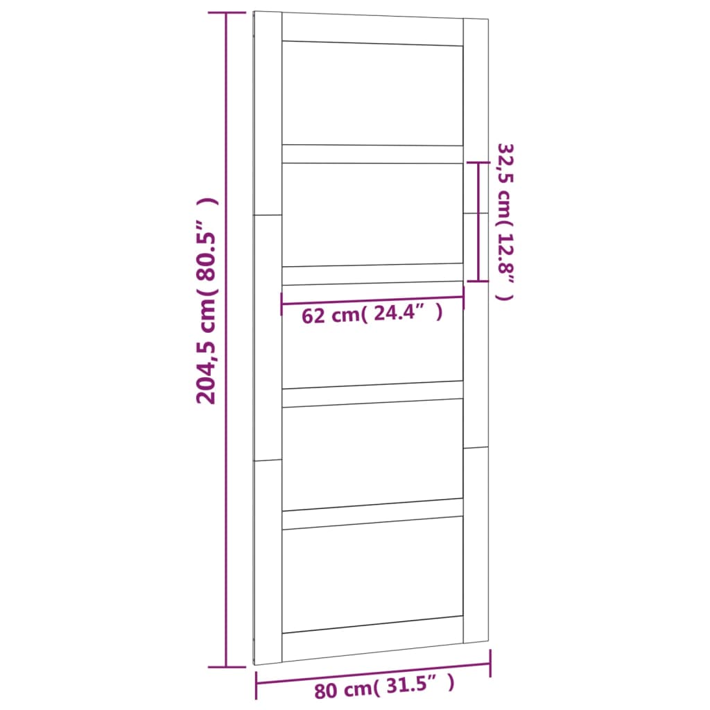 Porte coulissante 100x1,8x204,5 cm en bois de pin massif