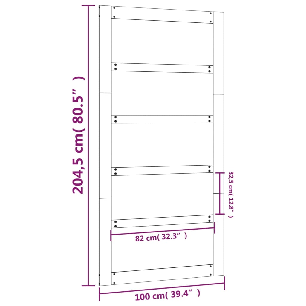 Porte coulissante 100x1,8x204,5 cm en bois de pin massif