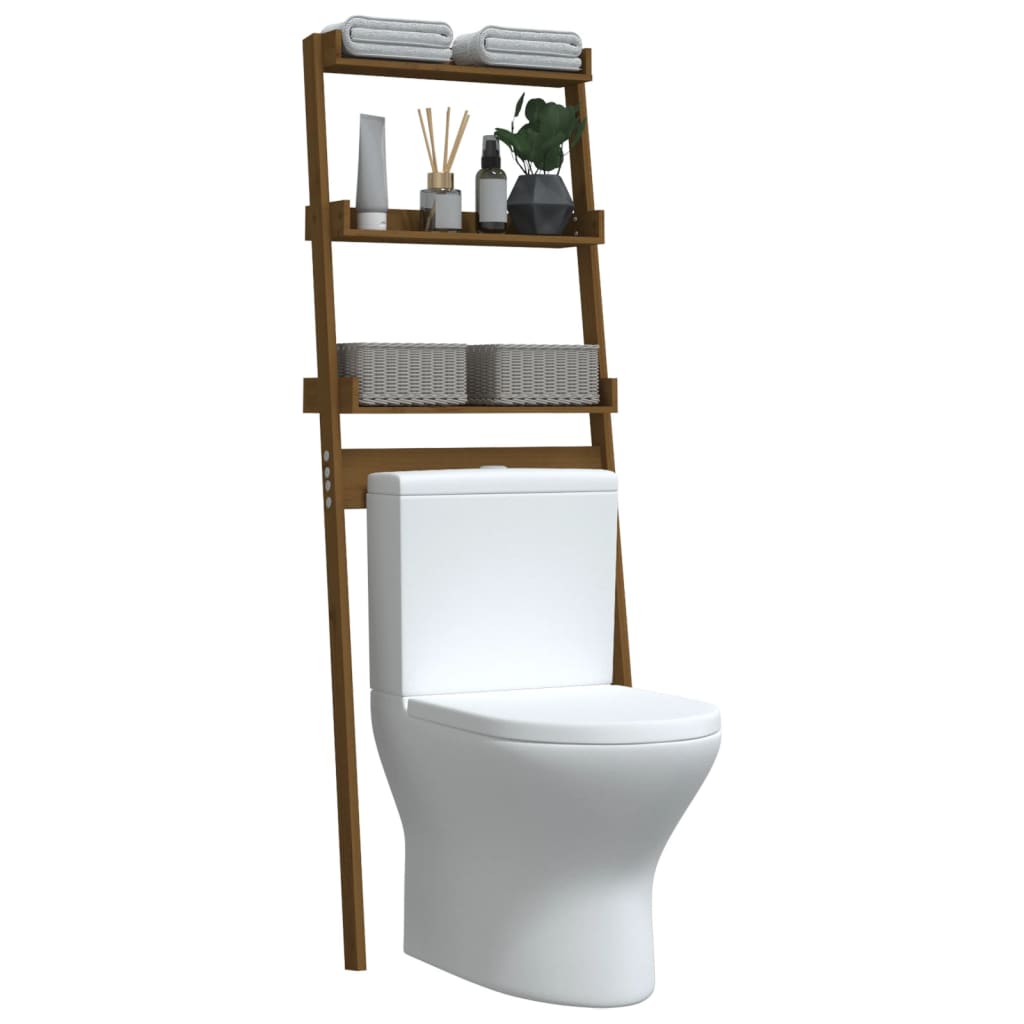 Toiletrek 63,5x32x179 cm massief grenenhout honingbruin