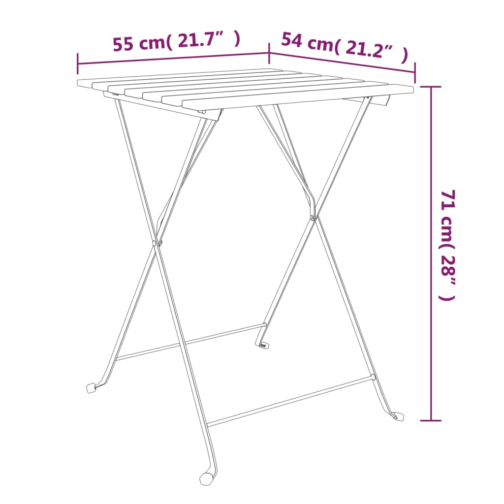 Bistrotafel 55x54x71 cm massief acaciahout