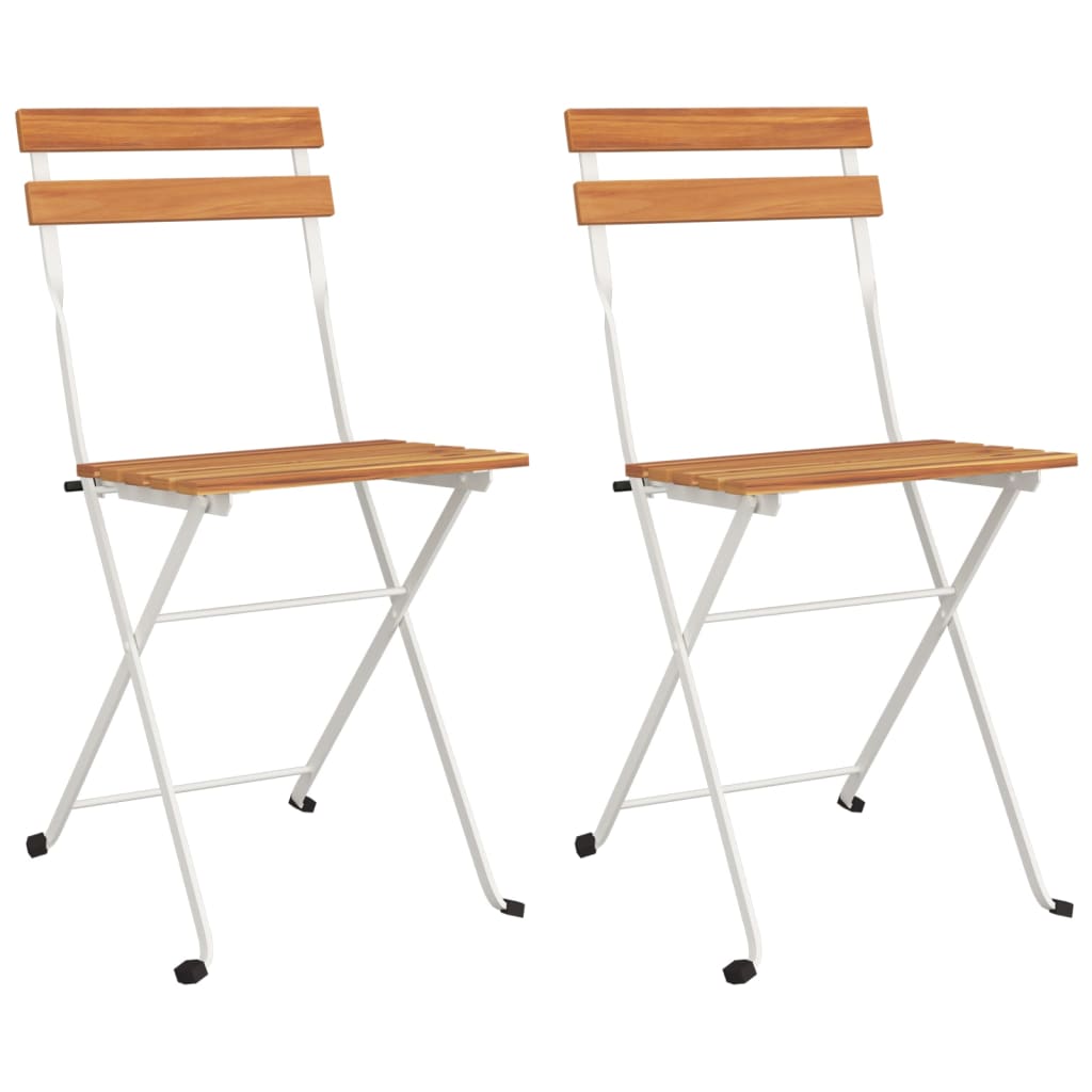 Chaises bistro 6 pcs pliables en bois d'acacia massif et acier