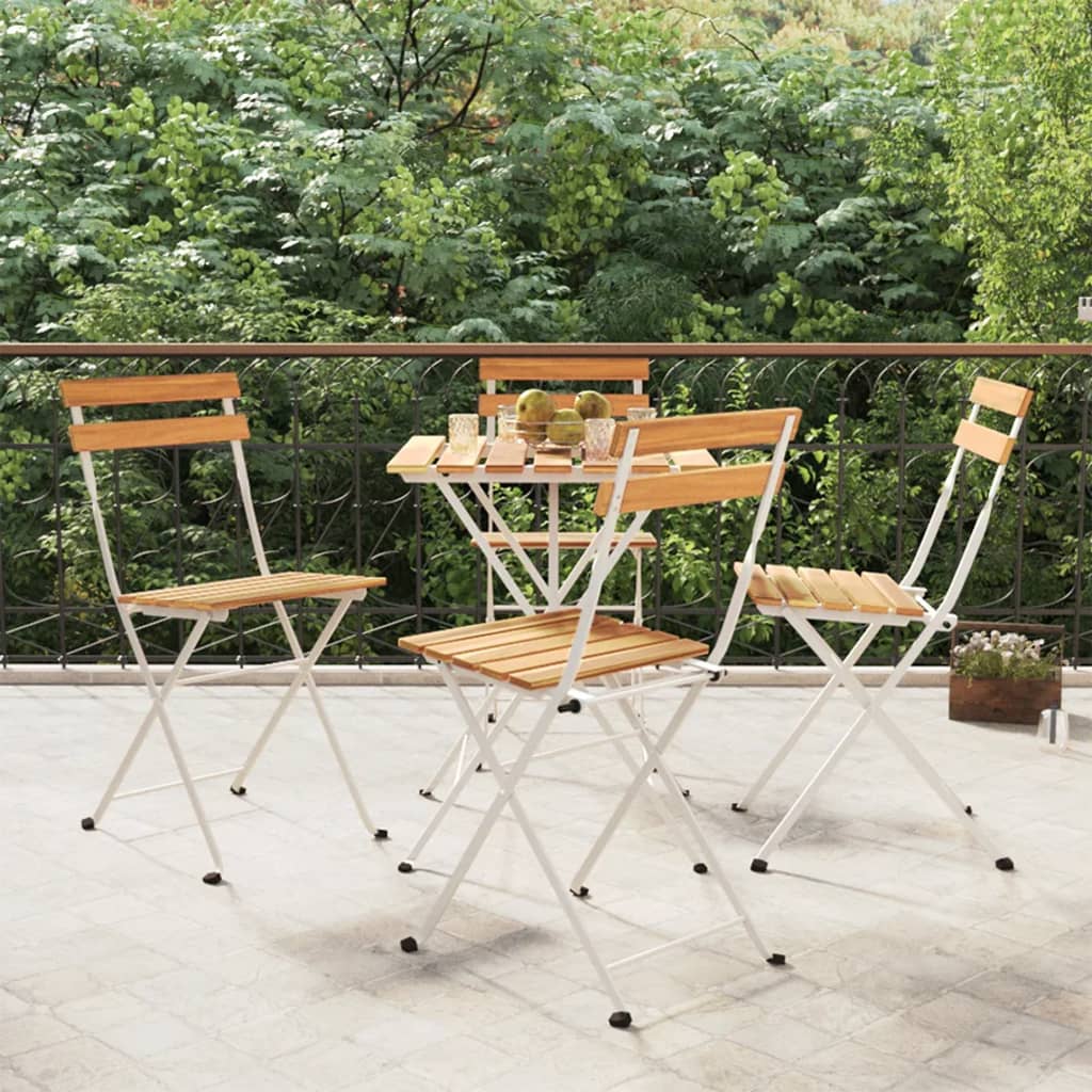 Chaises bistro 6 pcs pliables en bois d'acacia massif et acier