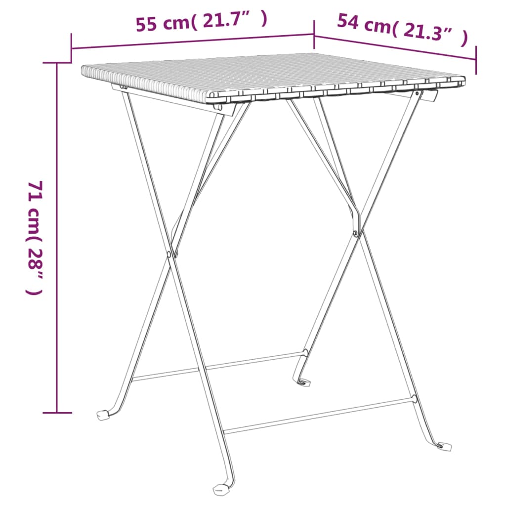 Bistrotafel inklapbaar 55x54x71 cm poly rattan