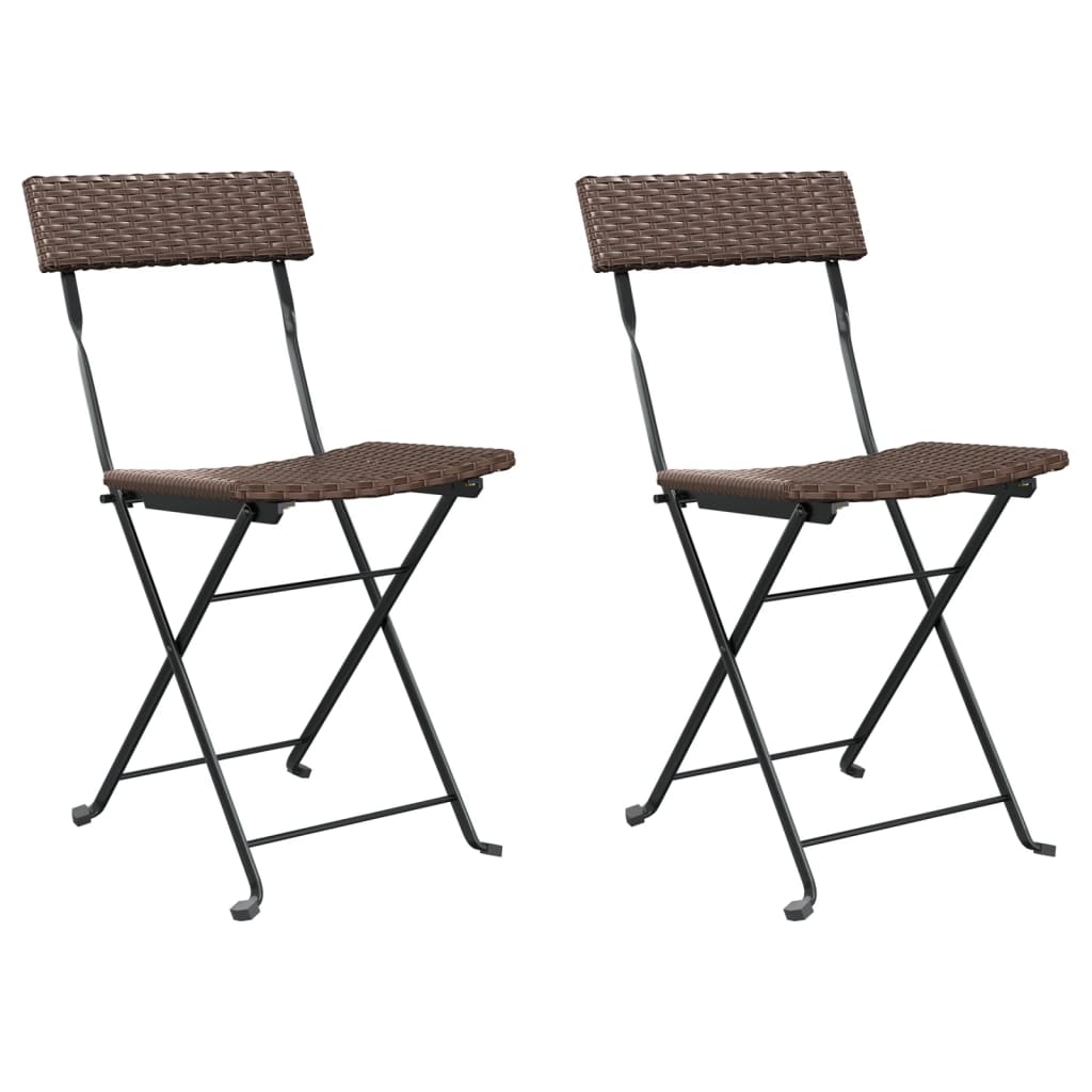 Chaises bistro 8 pcs pliables poly rotin et acier