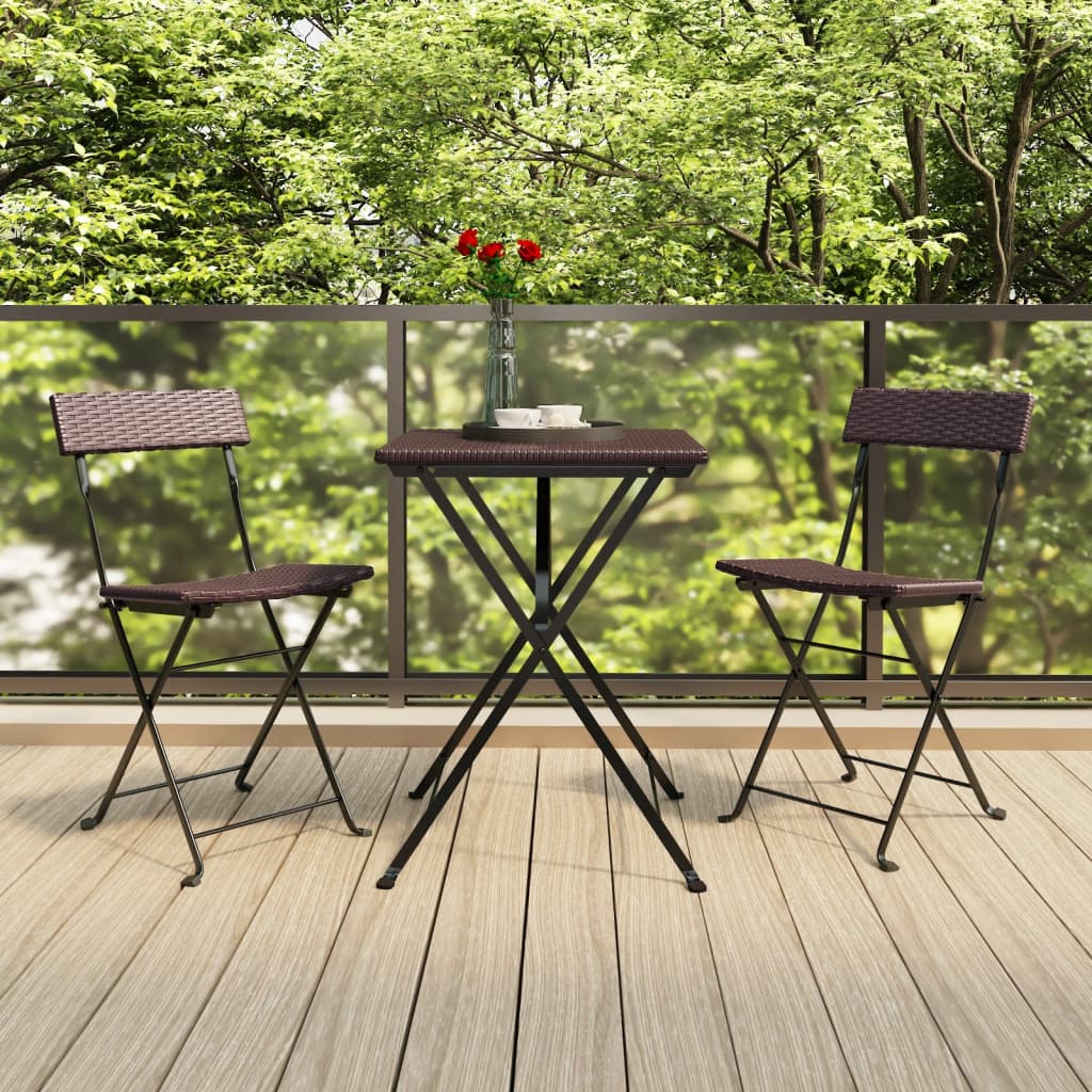 Bistrostoelen 8 st inklapbaar poly rattan en staal