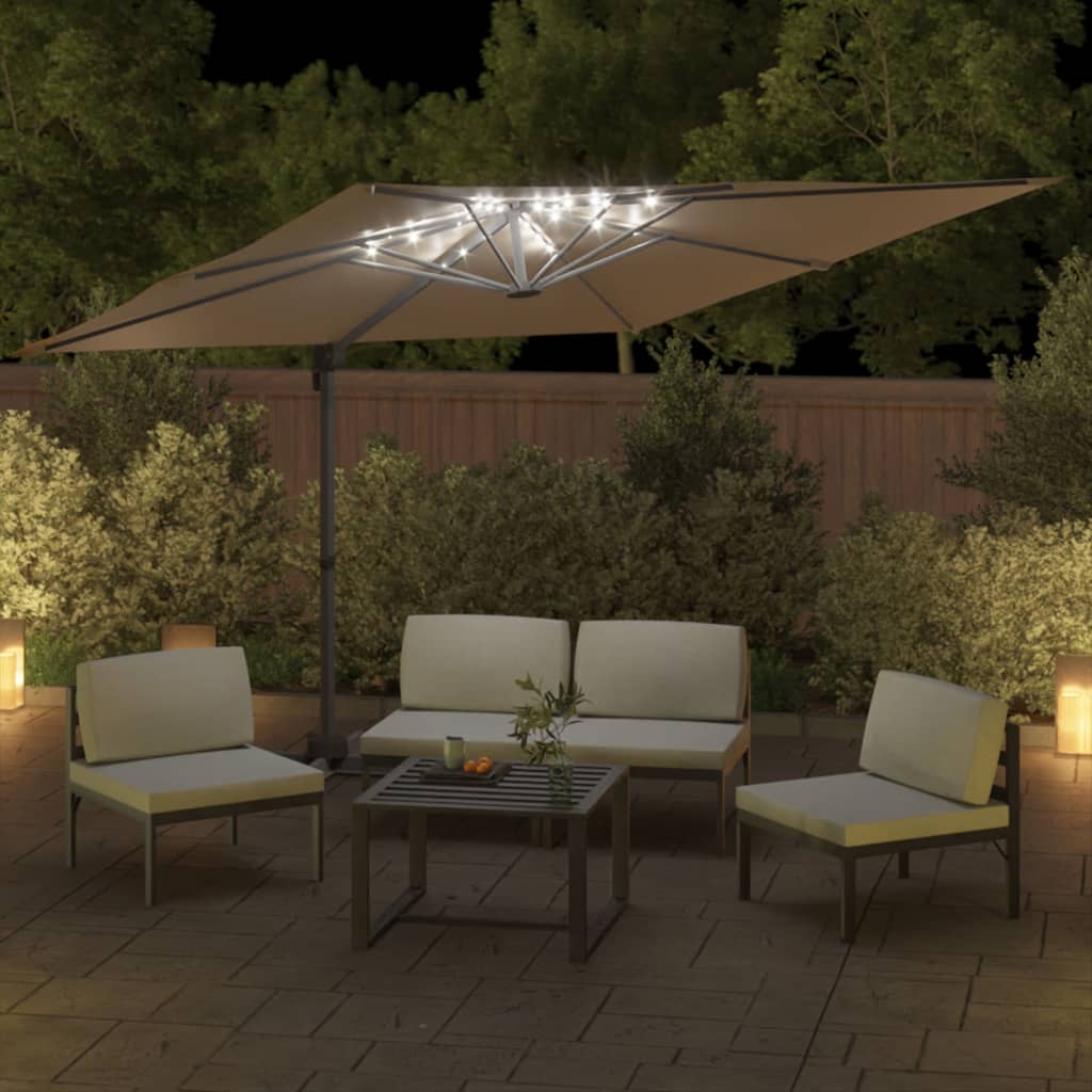 Zweefparasol met LED-verlichting 400x300 cm terracottakleurig