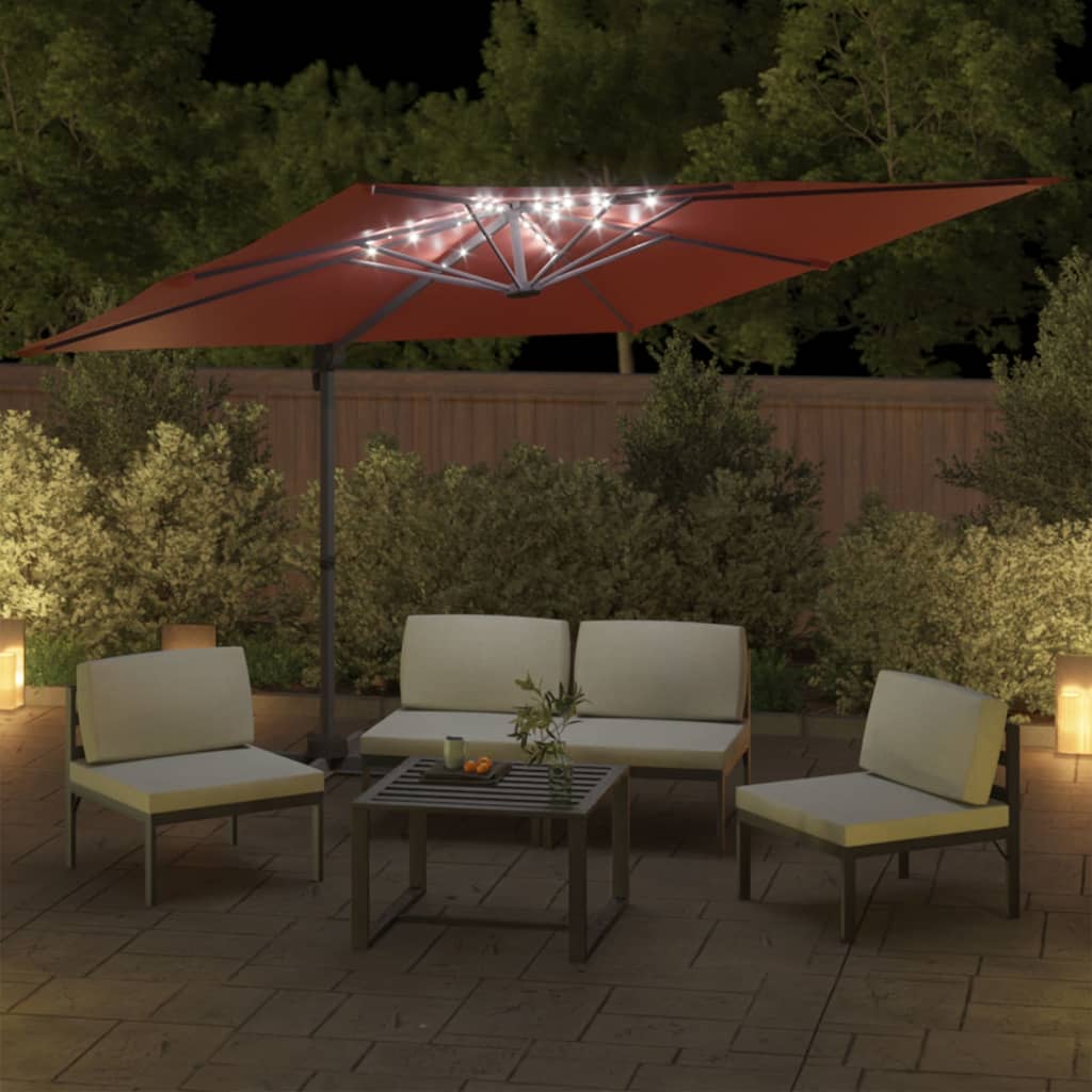 Zweefparasol met LED-verlichting 400x300 cm terracottakleurig