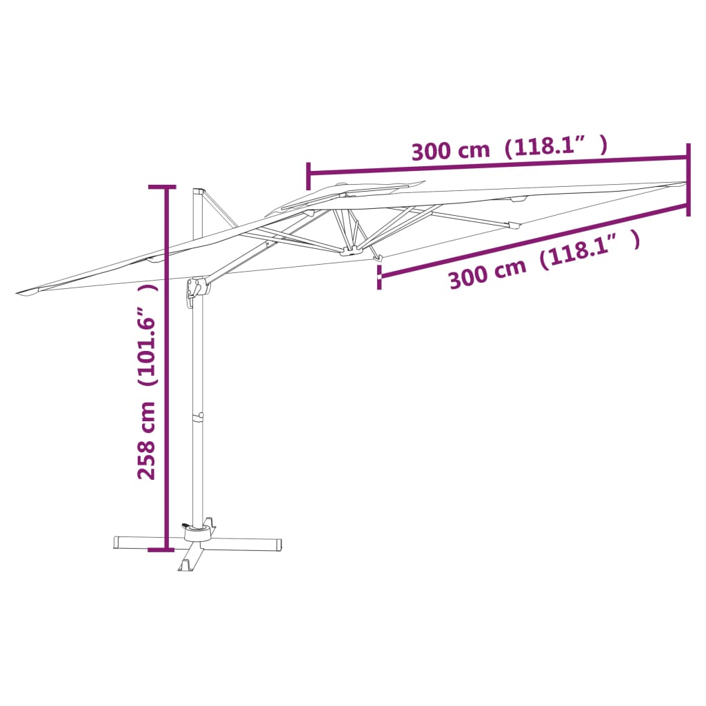 Zweefparasol met dubbel dak 300x300 cm antracietkleurig