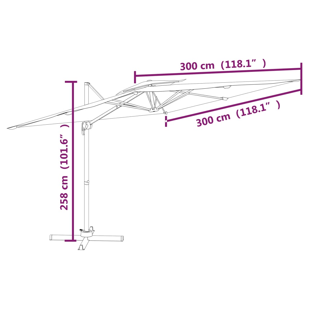 Zweefparasol met dubbel dak 300x300 cm zandwit