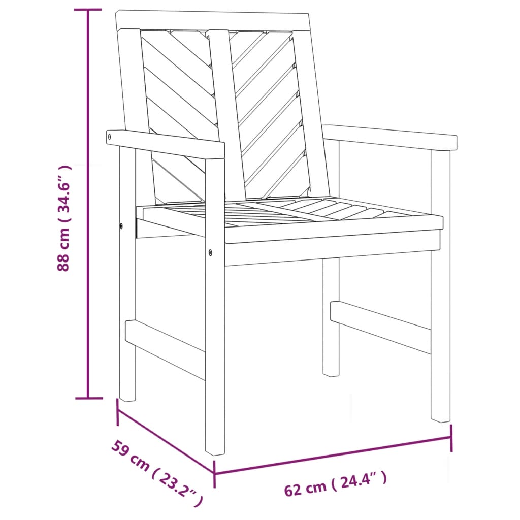 Tuinstoelen 3 st massief acaciahout