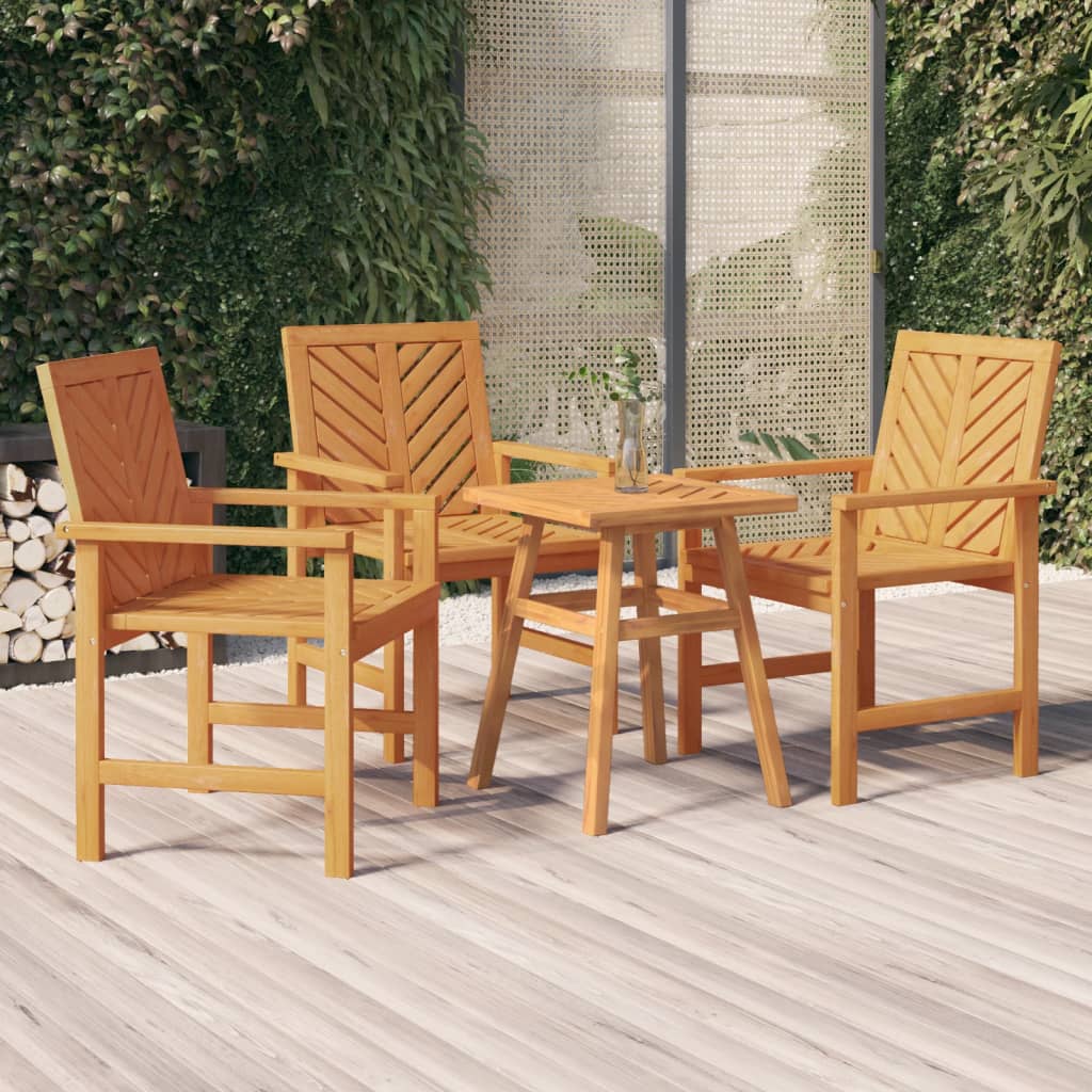 Chaises de jardin 3 pcs en bois d'acacia massif