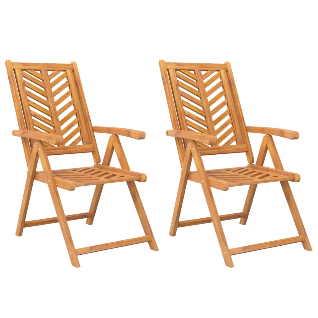 Chaises de jardin 3 pcs réglables en bois d'acacia massif