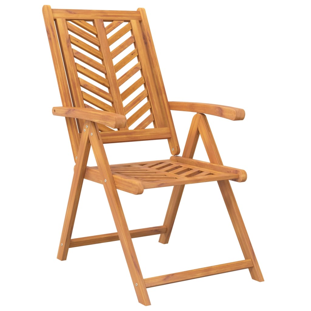 Chaises de jardin 3 pcs réglables en bois d'acacia massif