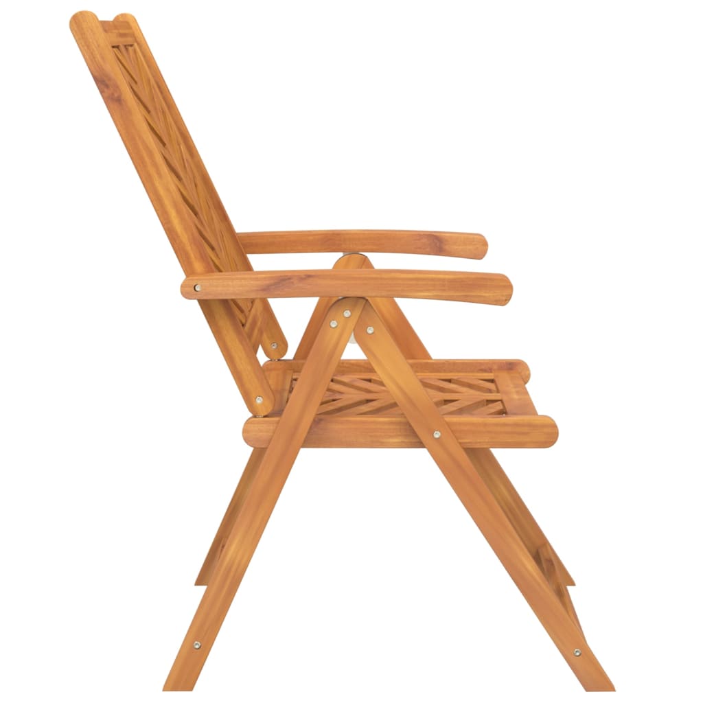 Chaises de jardin 3 pcs réglables en bois d'acacia massif