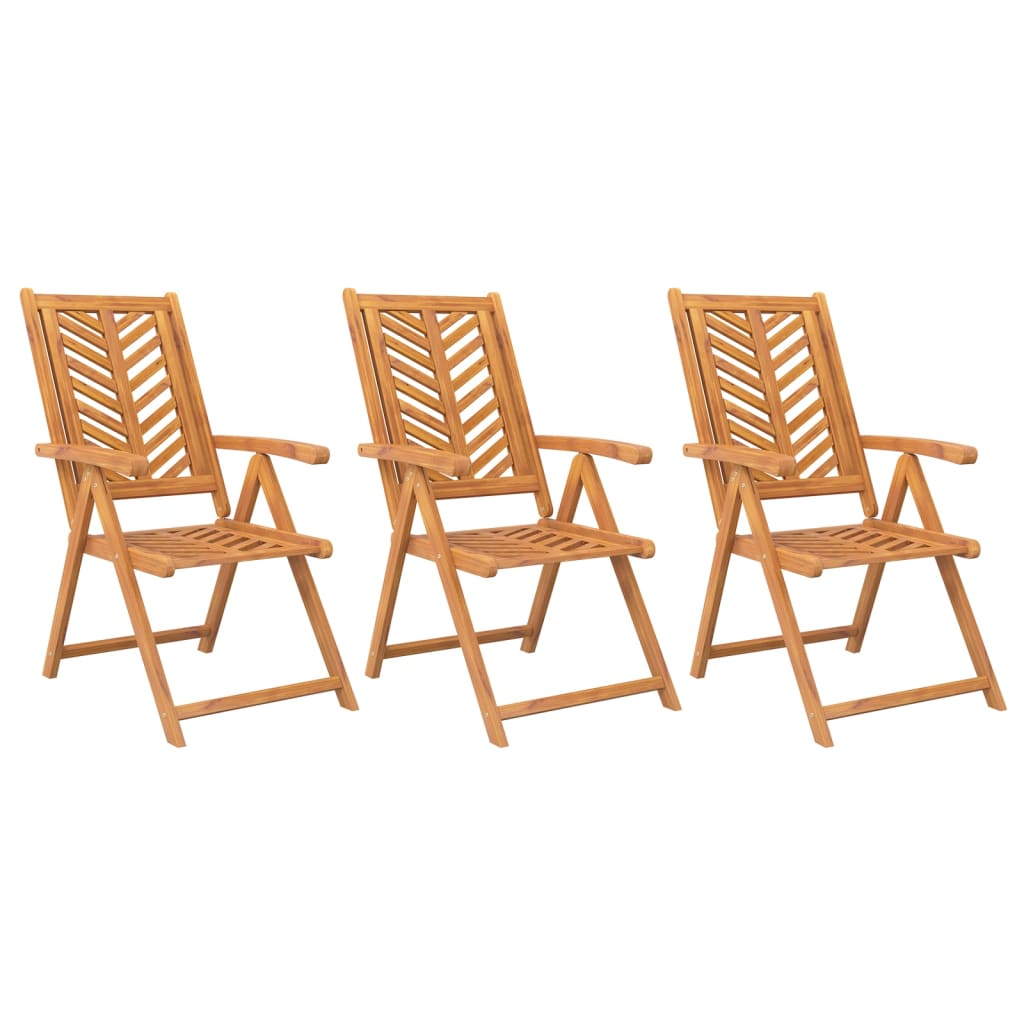 Chaises de jardin 3 pcs réglables en bois d'acacia massif