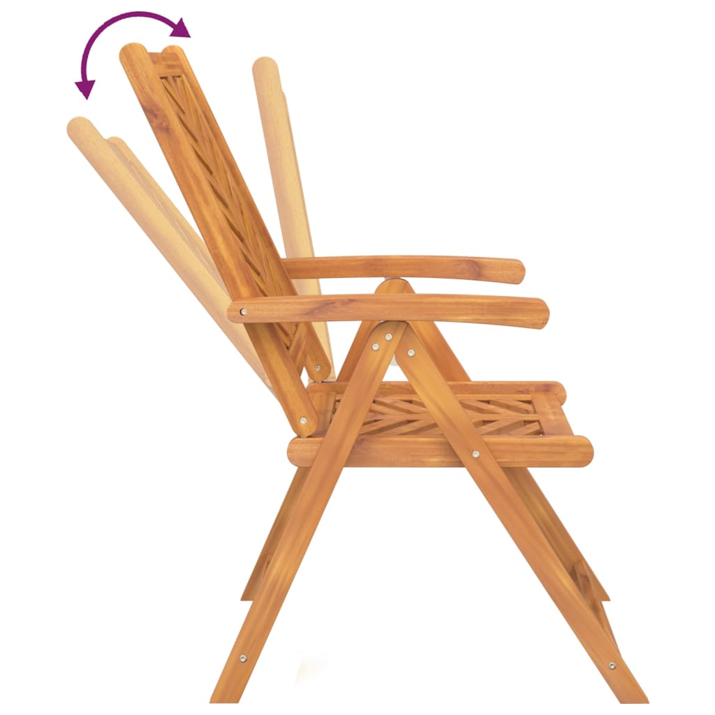 Chaises de jardin 3 pcs réglables en bois d'acacia massif