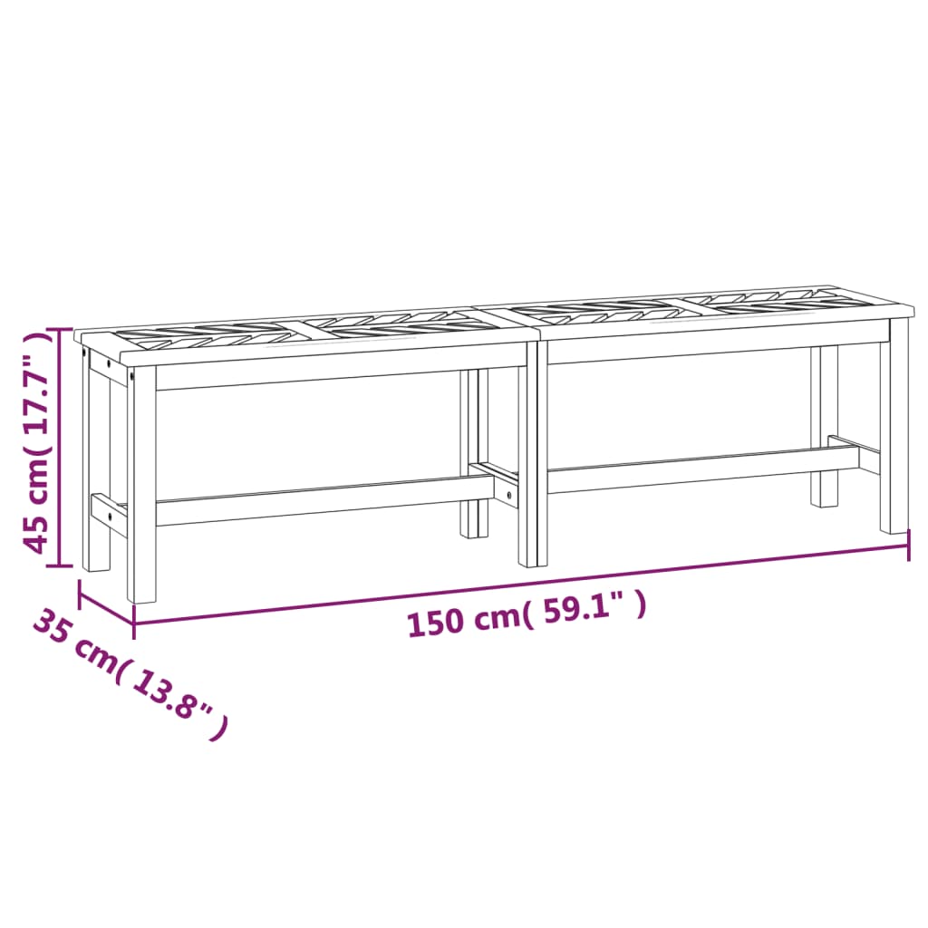 Banc de jardin 150 cm en bois d'acacia massif