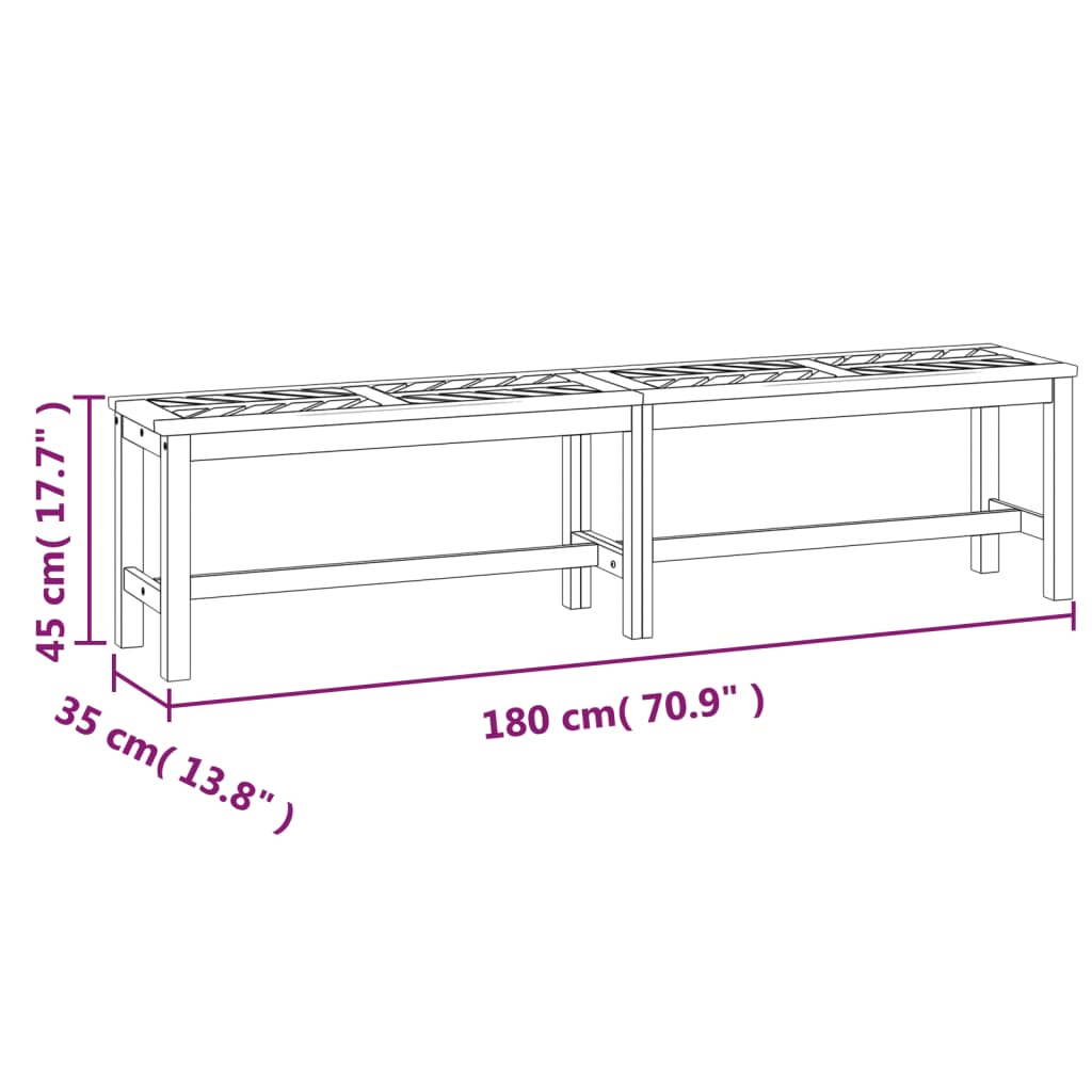 Banc de jardin 150 cm en bois d'acacia massif