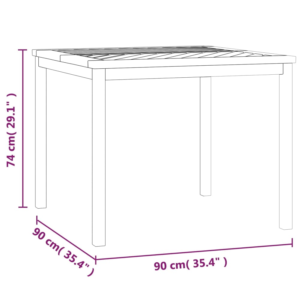 Table de jardin 90x90x74 cm en bois d'acacia massif