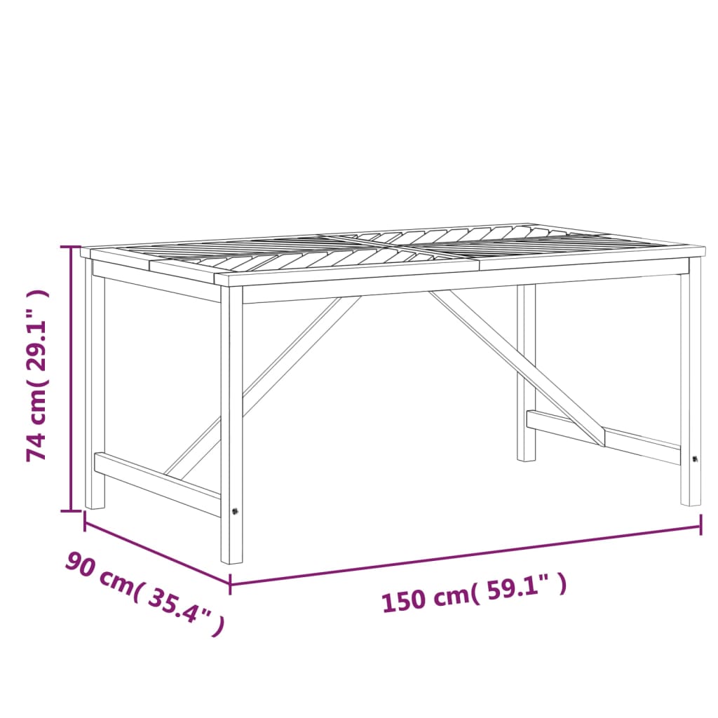 Table de jardin 90x90x74 cm en bois d'acacia massif