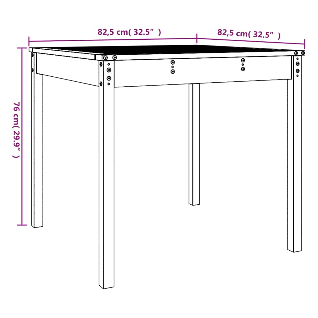 Tuintafel 82,5x82,5x76 cm massief