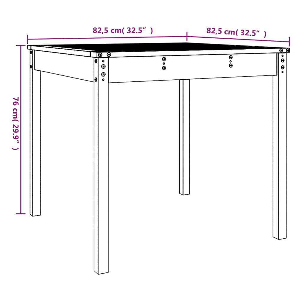 Tuintafel 82,5x82,5x76 cm massief