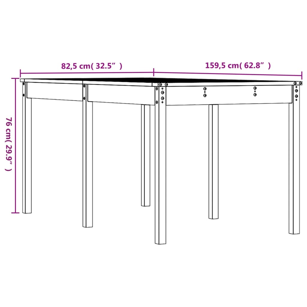 Tuintafel 82,5x82,5x76 cm massief