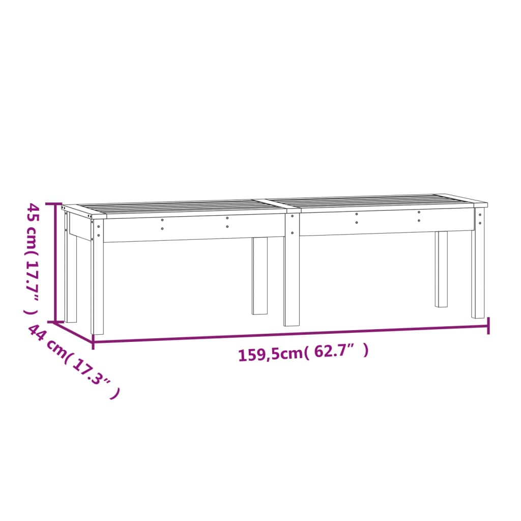 Tuinbank 2-zits 159,5x44x45 cm massief