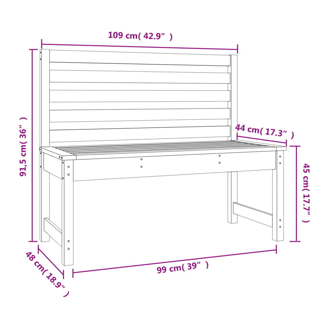 Tuinbank 109 cm massief