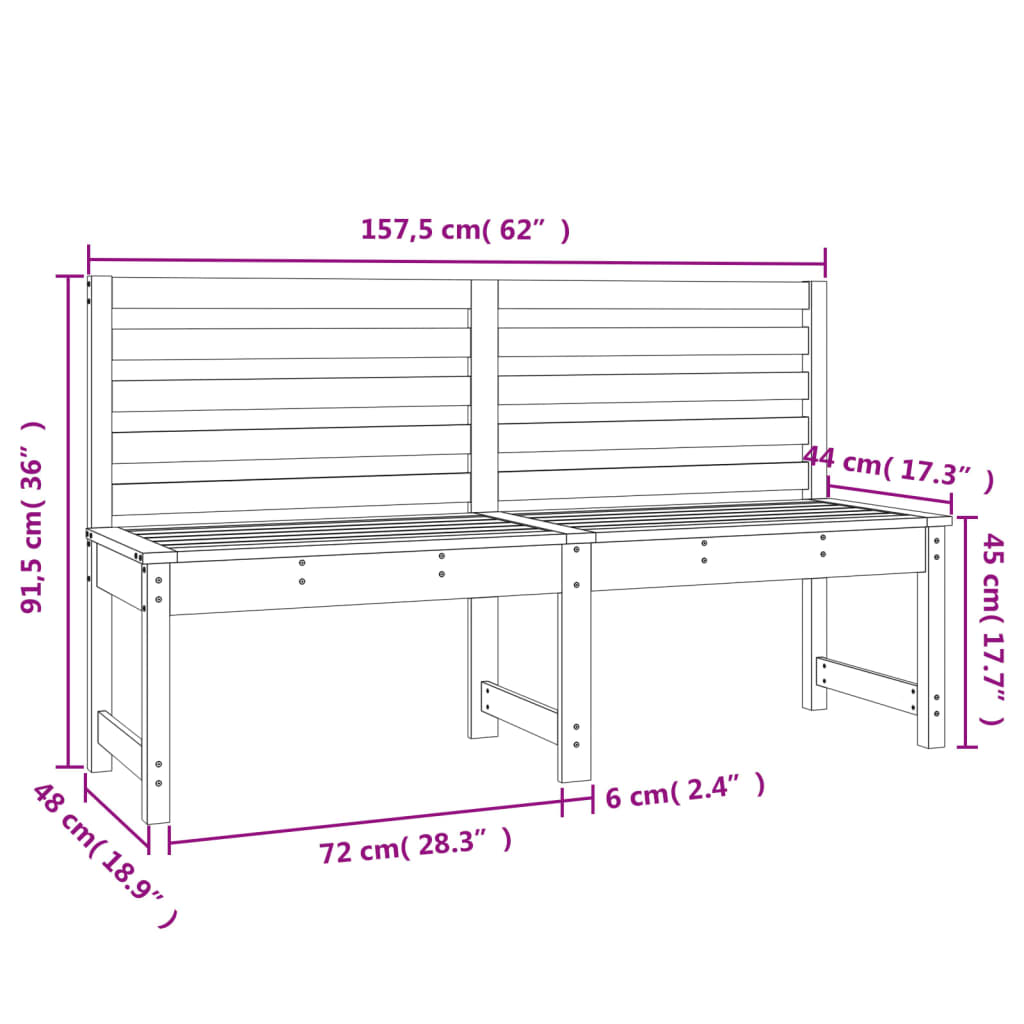 Tuinbank 109 cm massief