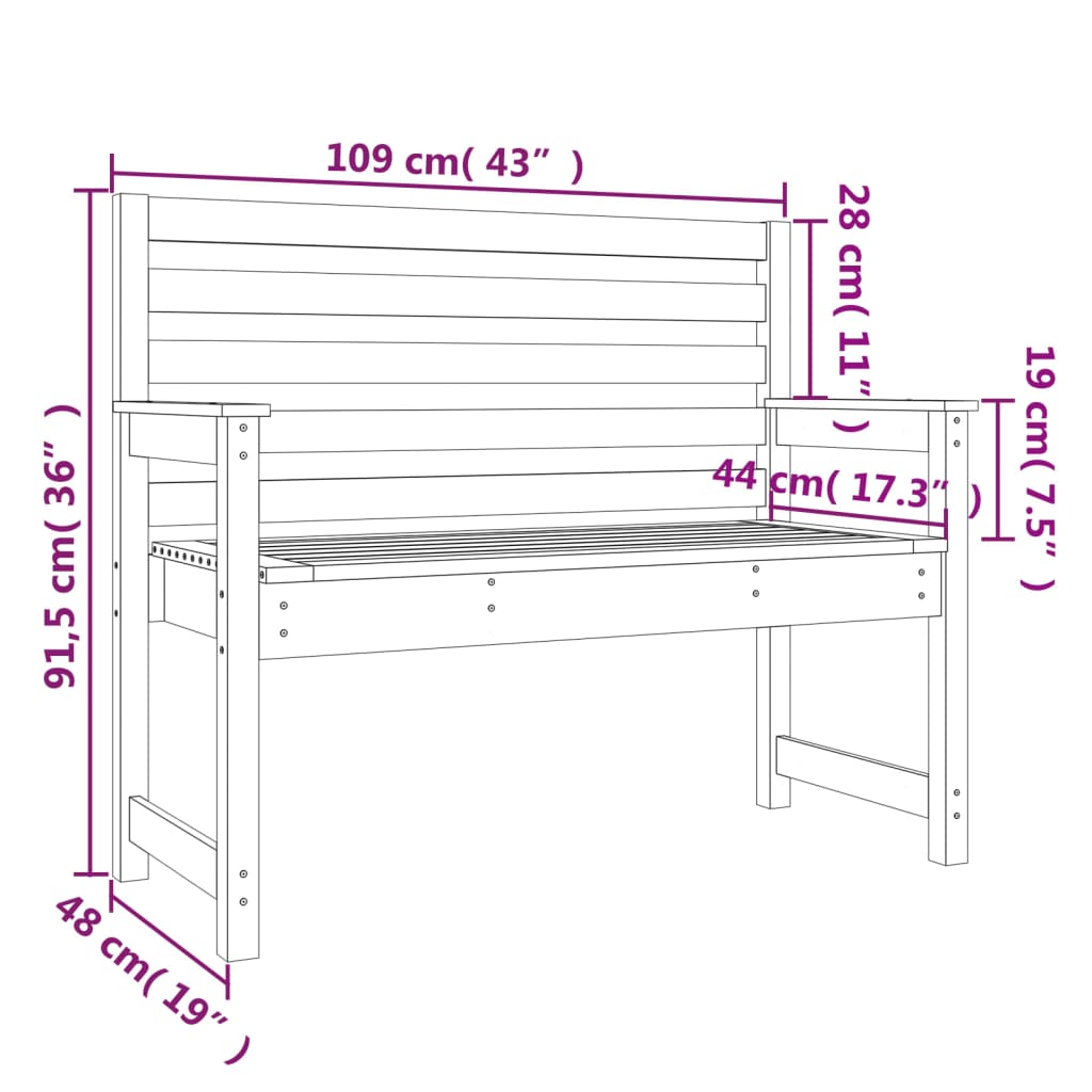 Tuinbank 109x48x91,5 cm massief