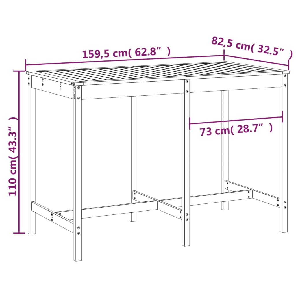 Tuintafel 82,5x82,5x110 cm massief