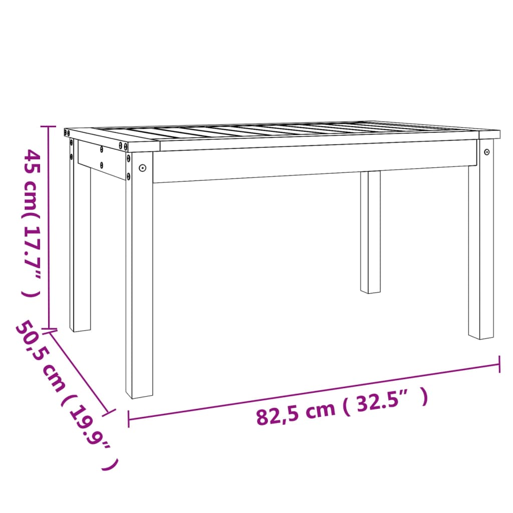 Tuintafel 121x82,5x45 cm massief