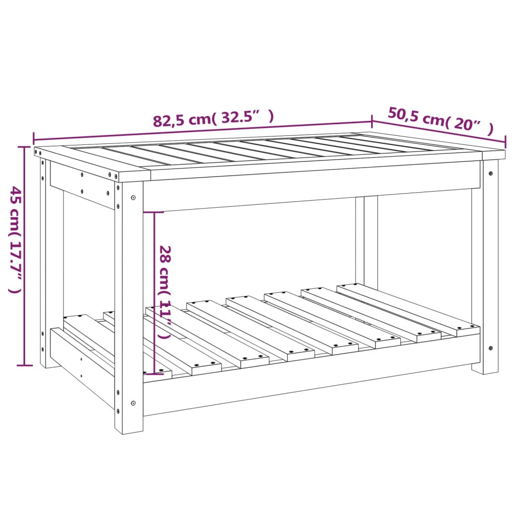 Tuintafel 82,5x82,5x45 cm massief