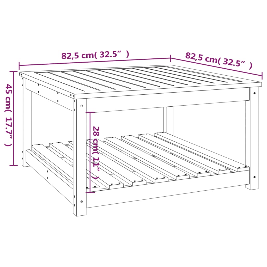 Tuintafel 82,5x82,5x45 cm massief