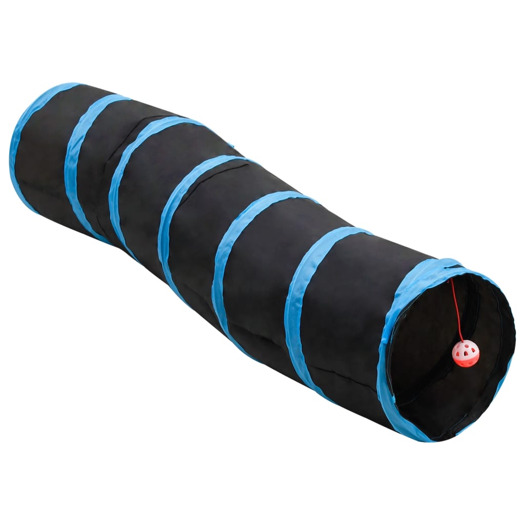 Kattentunnel 3-voudig 25 cm polyester zwart en blauw