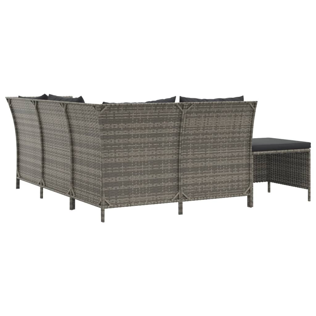 3-delige Loungeset met kussens poly rattan